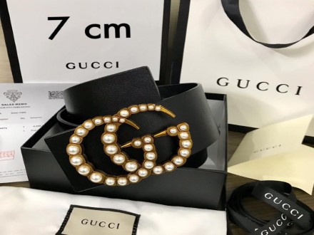 Gucci Wide Pearl Belt 7cm Width With Original Packing