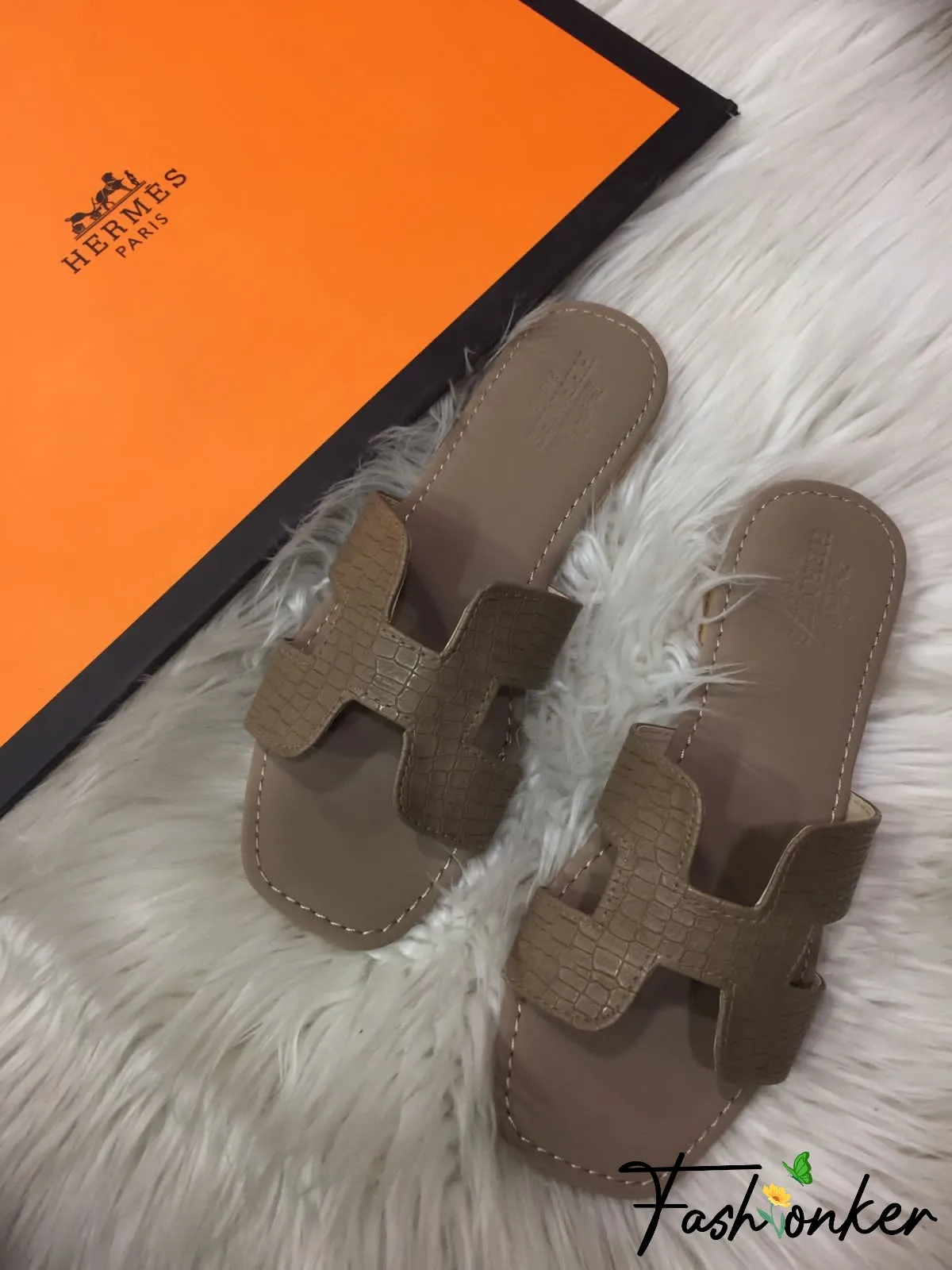 Hermes Crocodile Slippers 