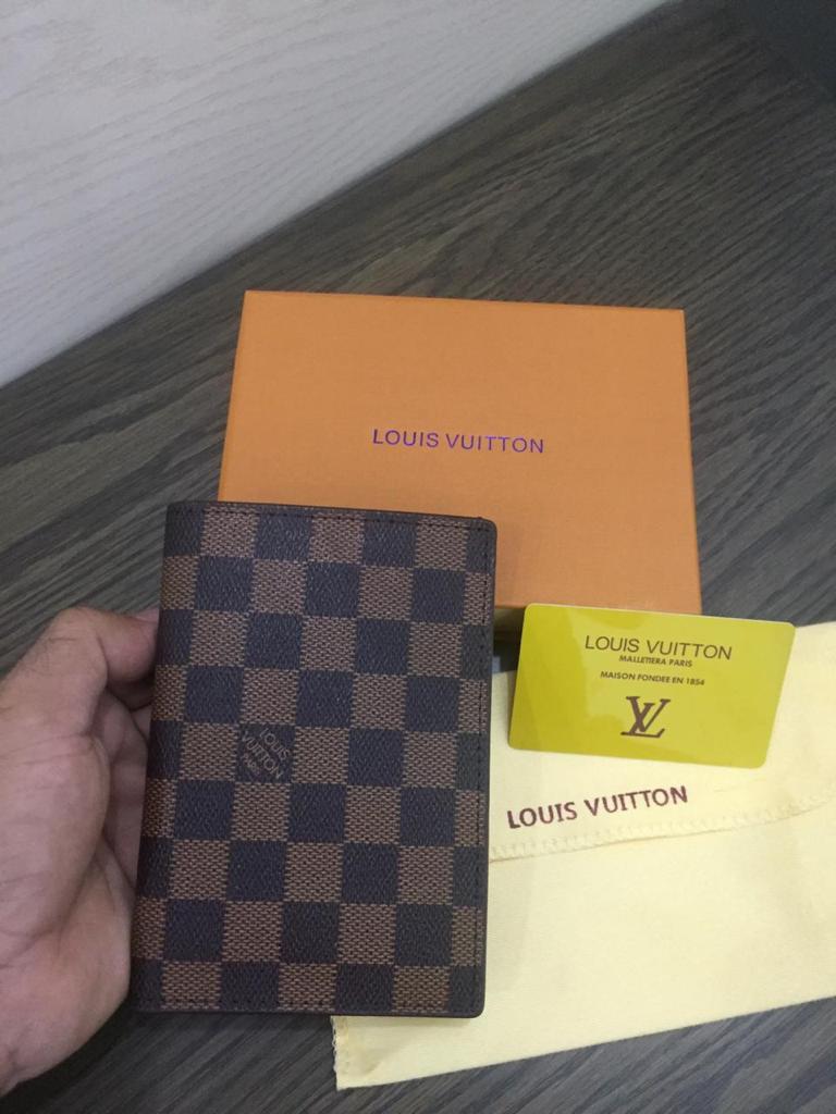 Lv Brown Check Passport Holder