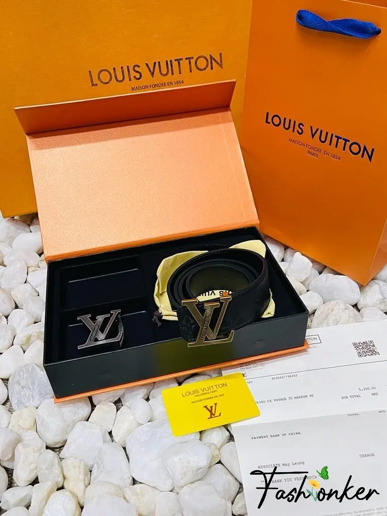 Lv Two-tone Belt With Extra Buckle With Brand Box