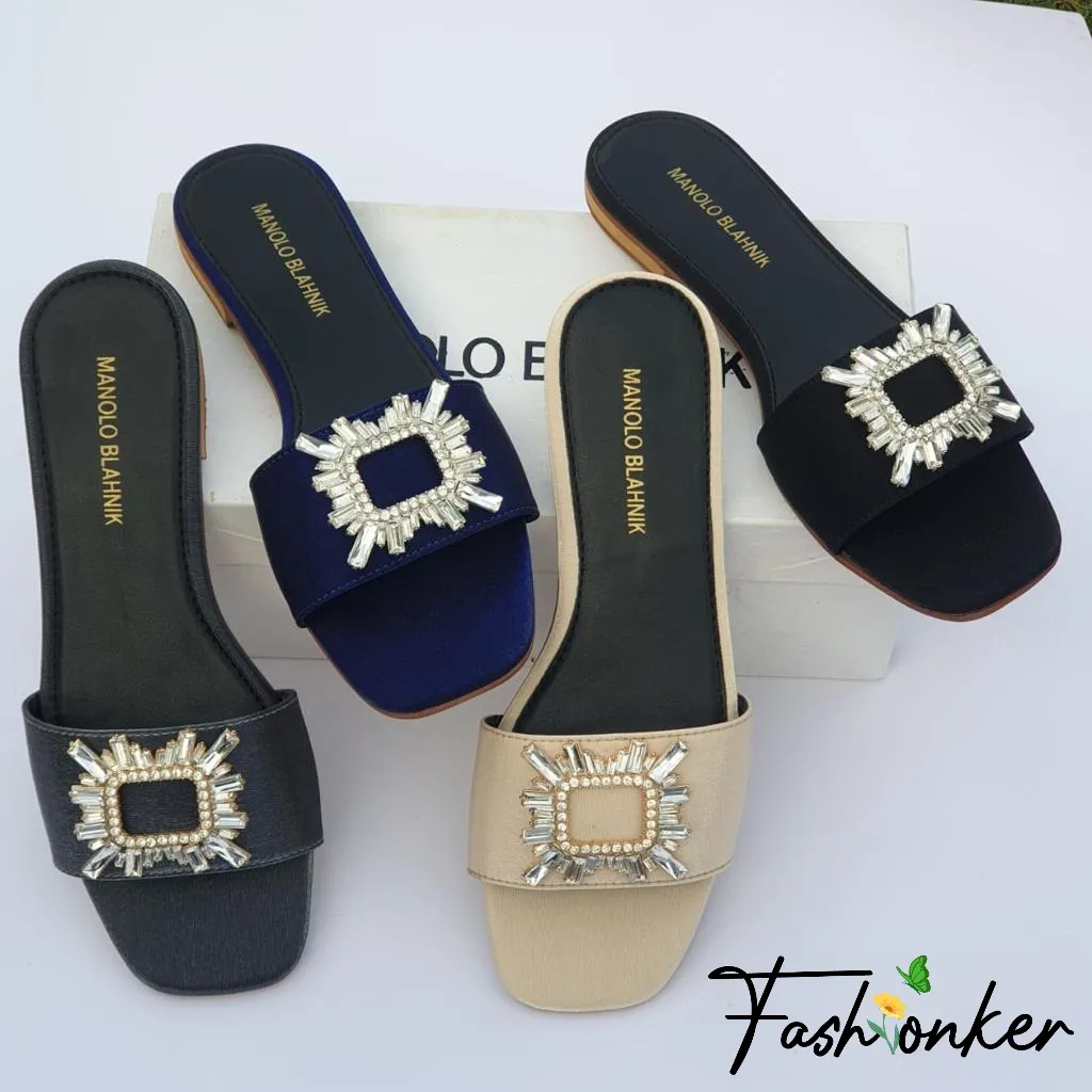 Manolo Rhinestones Slippers
