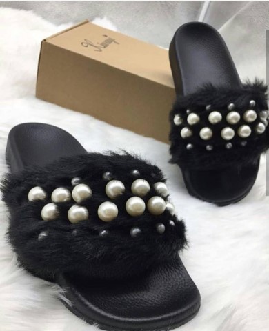 Pearl Fur Slides