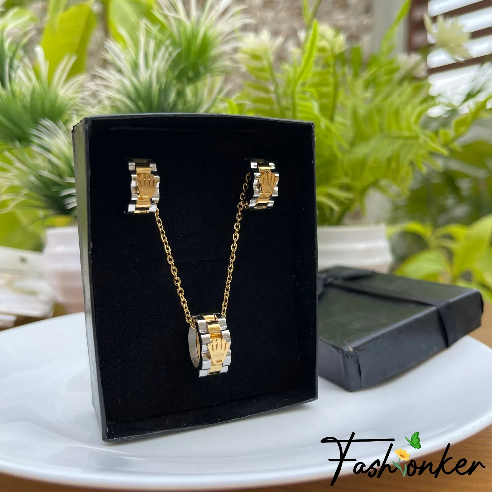 Best Price Rolex Chain Pendant with earrings