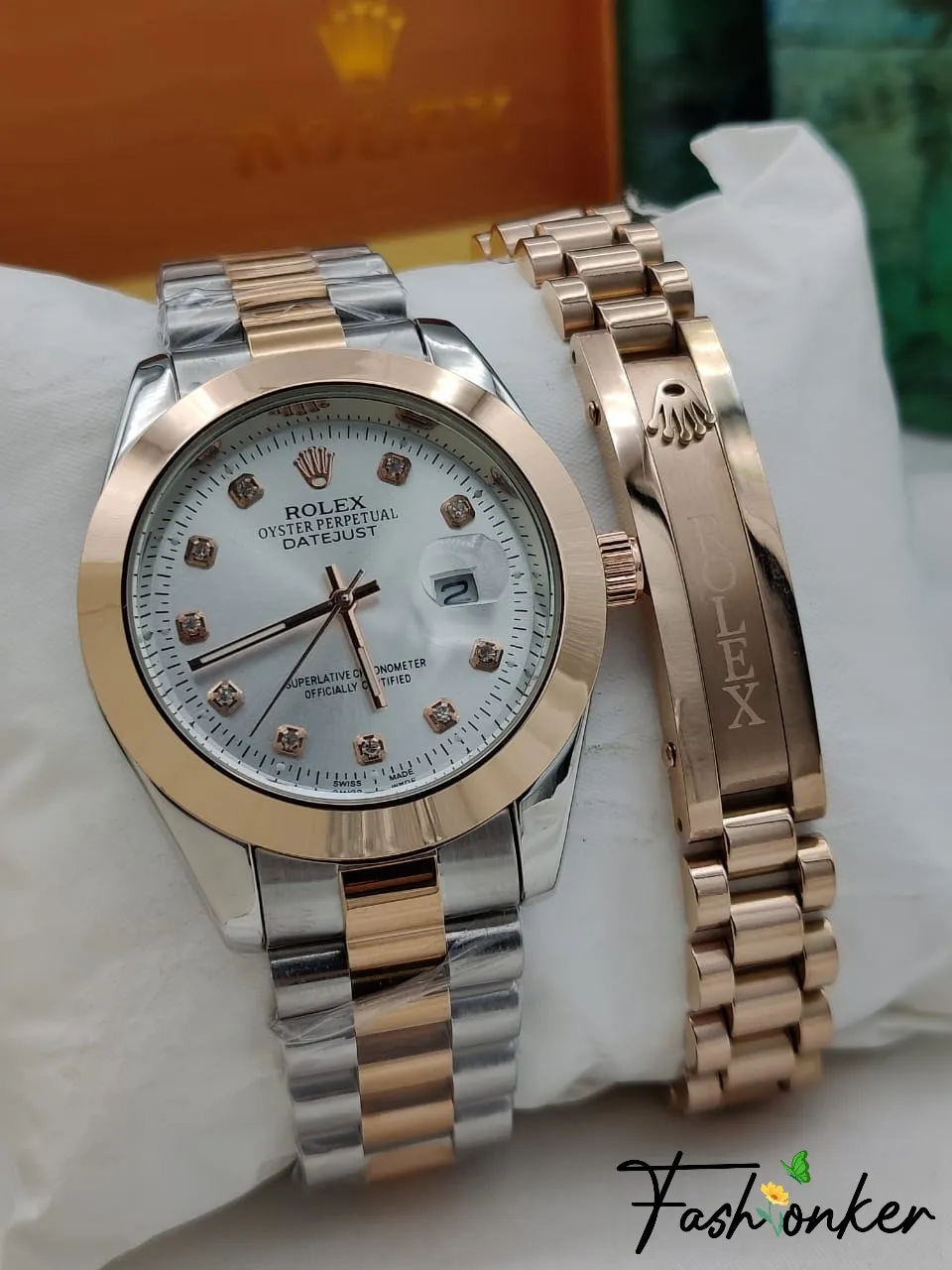 Rolex Oyster Datejust Twotone Watch And Bracelet Combo