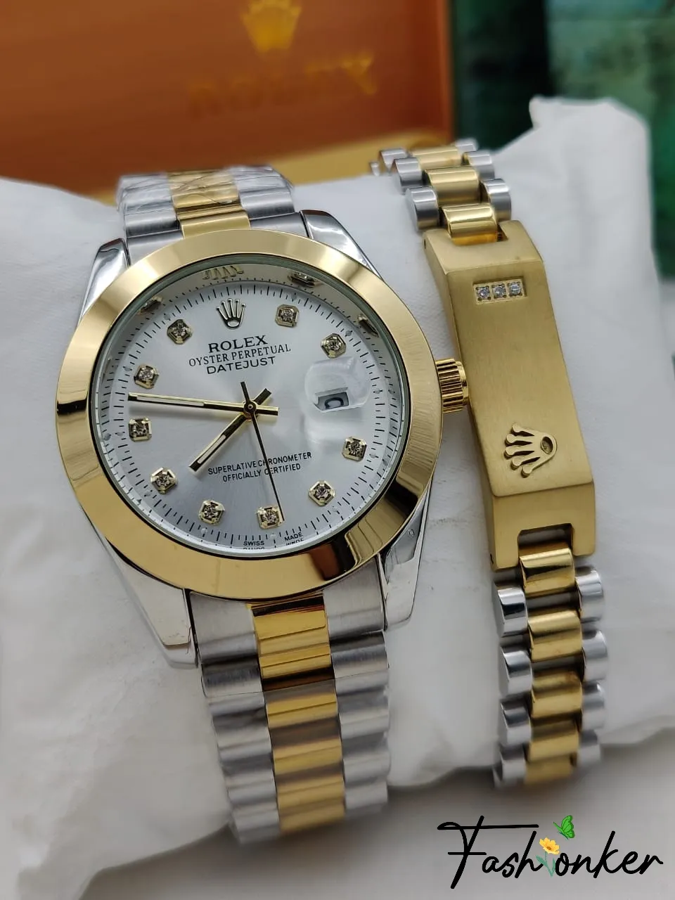 Rolex Oyster Datejust Twotone Watch And Bracelet Combo