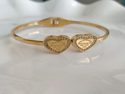 Tiffany Twin Hearts With Stones Bracelet