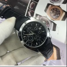 Best Price Tissot Chronograph Black Leather Silver Watch